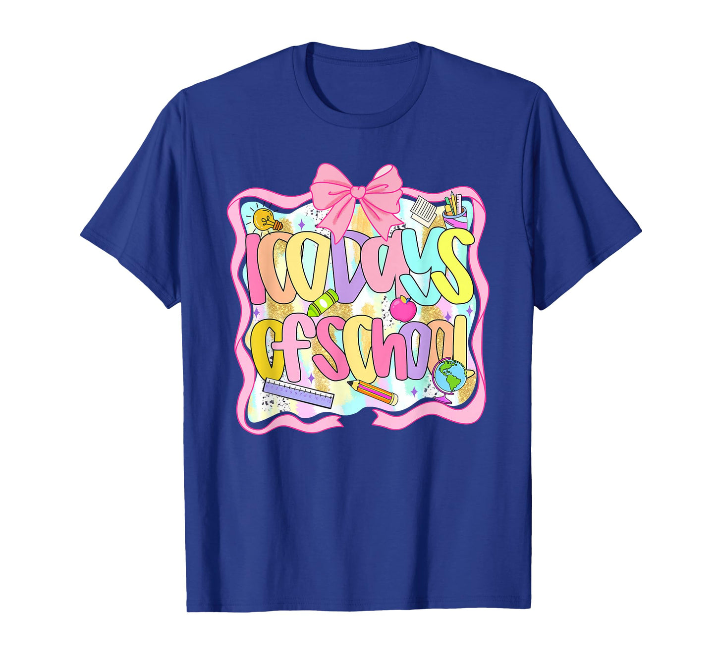 100 Days of School Bow 100th Day of School Teacher Kid Girl T-Shirt