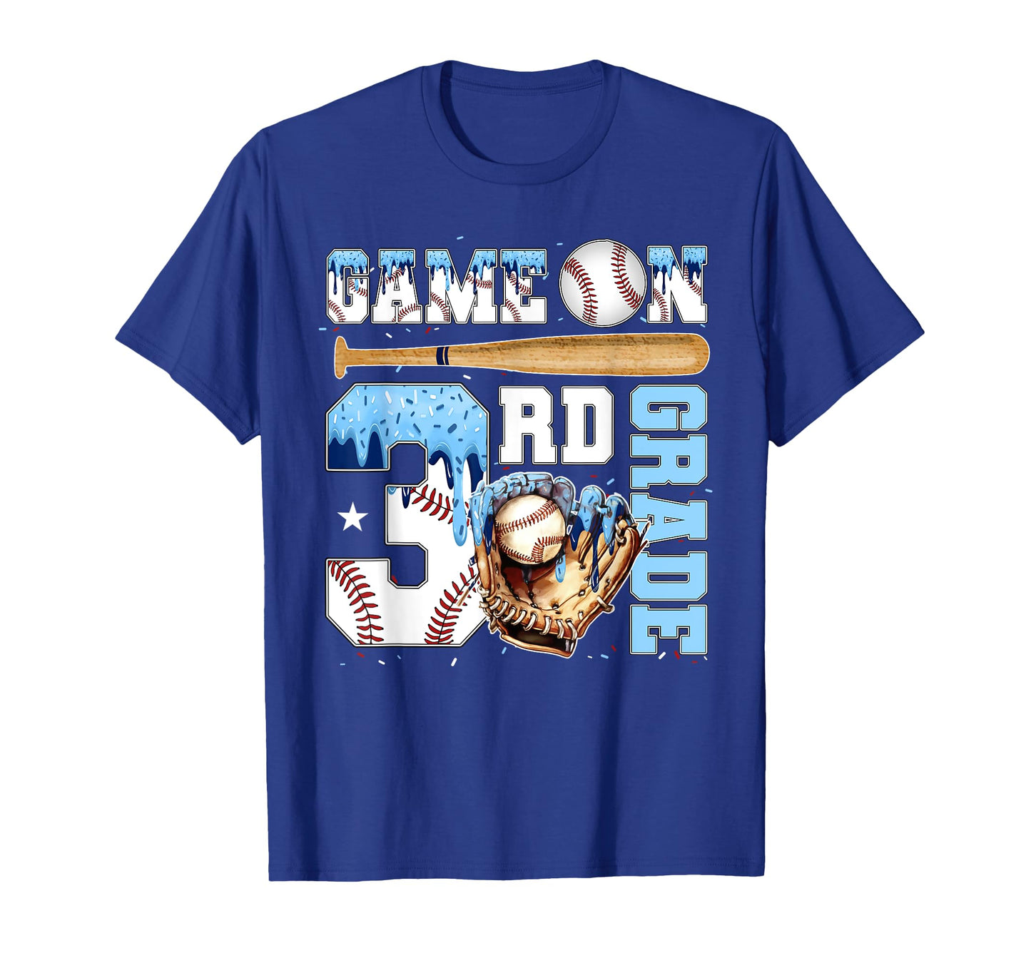 3rd Grade Back to School Baseball Drip Ice Cream Game On T-Shirt