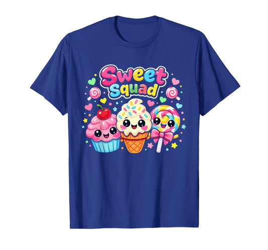Sweet Squad Kawaii Dessert Cupcake Ice Cream Lollipop Kids T-Shirt