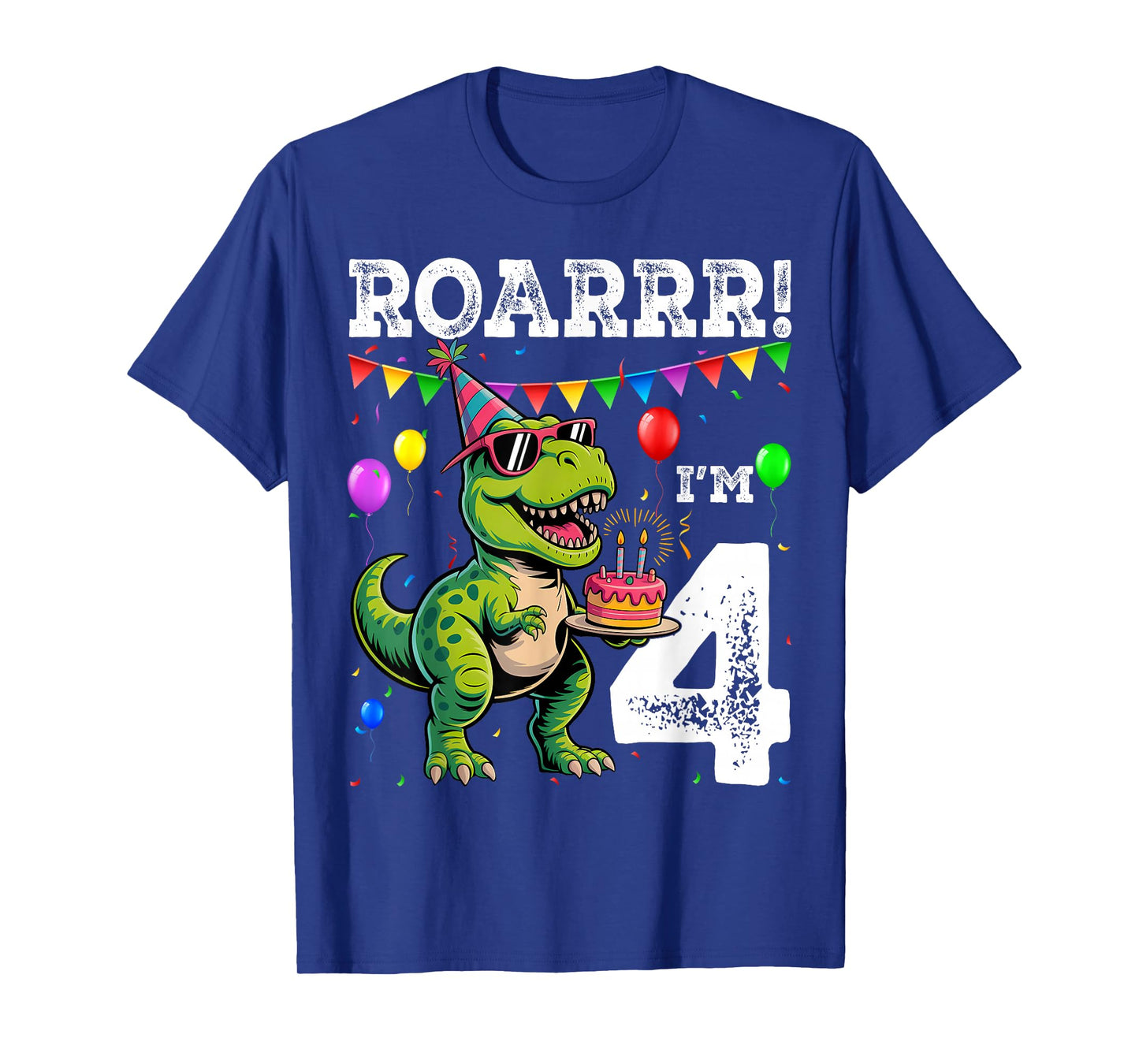 4th Birthday 4 Year Old Boys Girls Roar Im Dinosaur T-Shirt