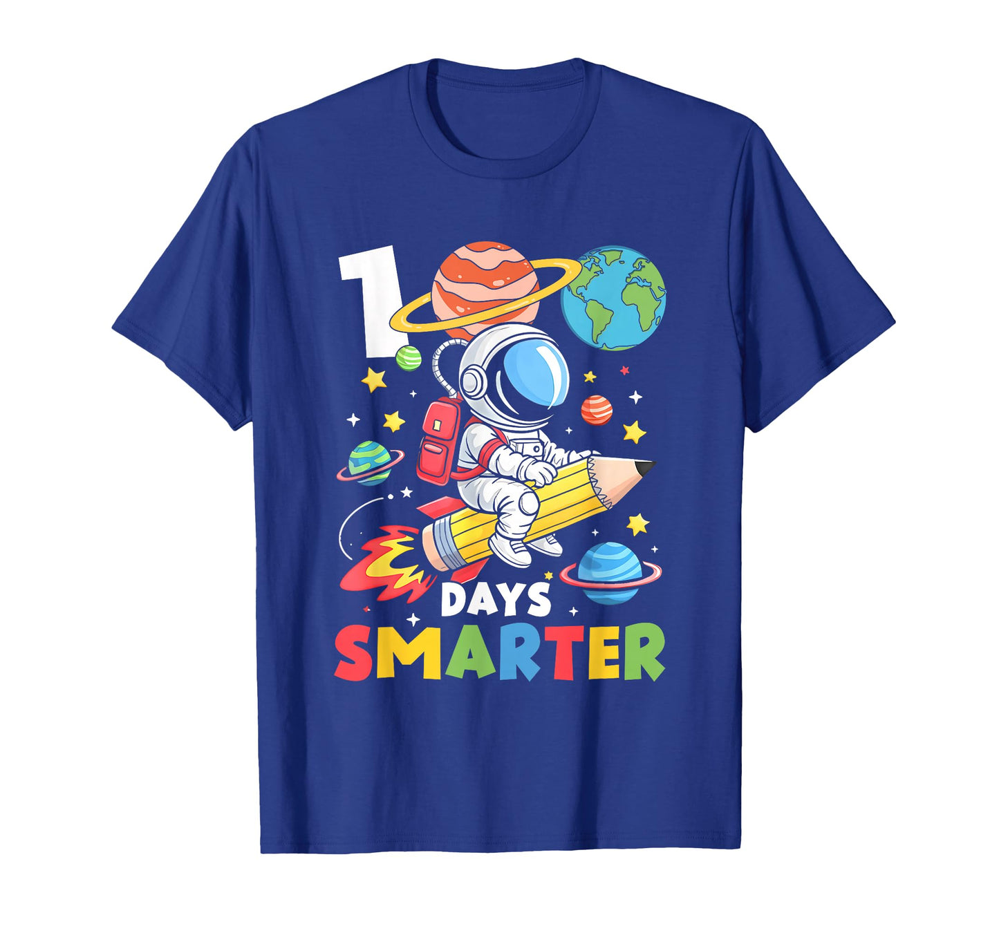 100 Days Smarter 100th Day of School Astronaut Space Kids T-Shirt