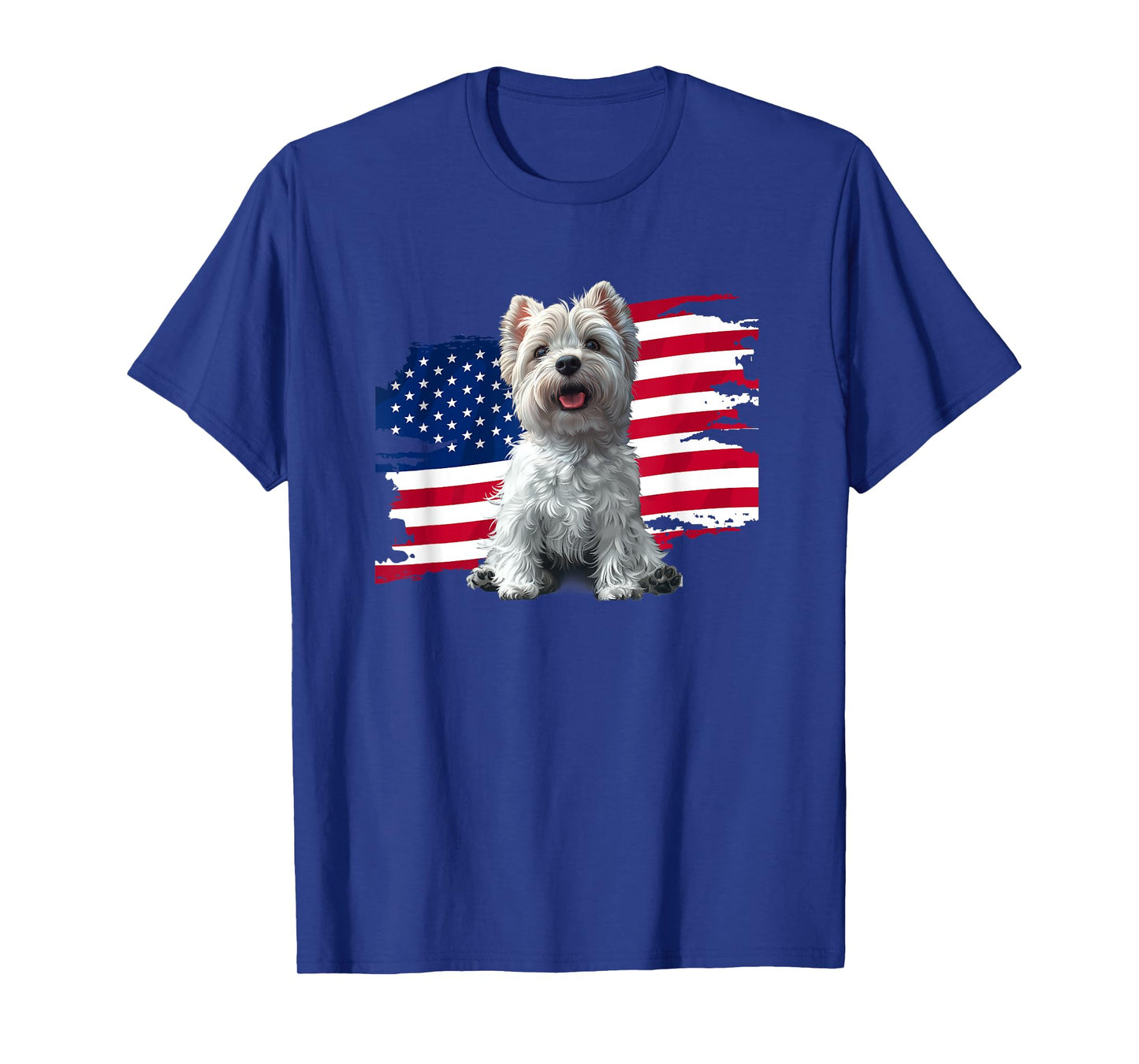 USA Flag 4th July Fourth Patriotic America Westie Dog Lover T-Shirt