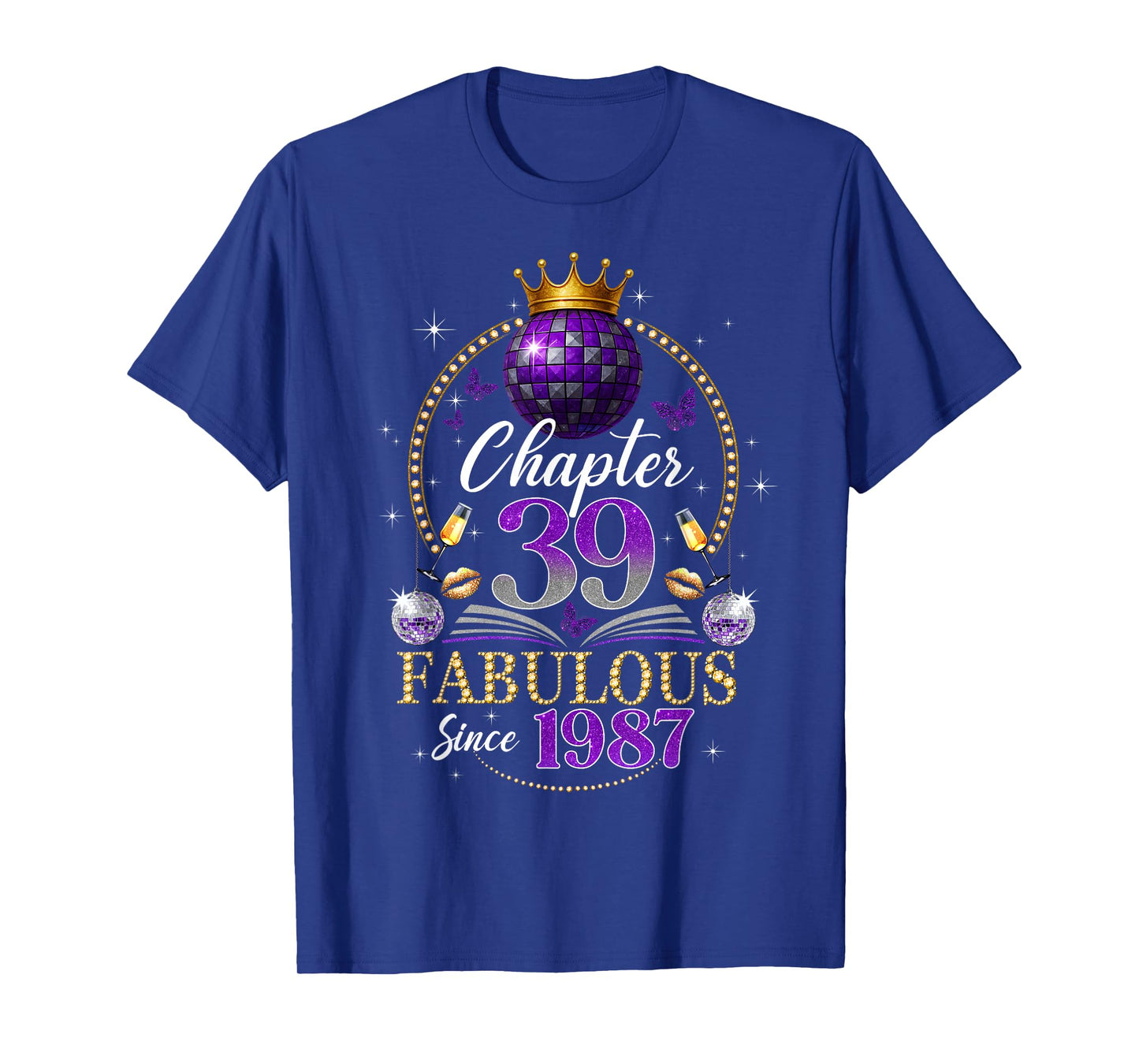 Chapter 39 Since 1987 Purple Disco Ball 39th Birthday Women T-Shirt