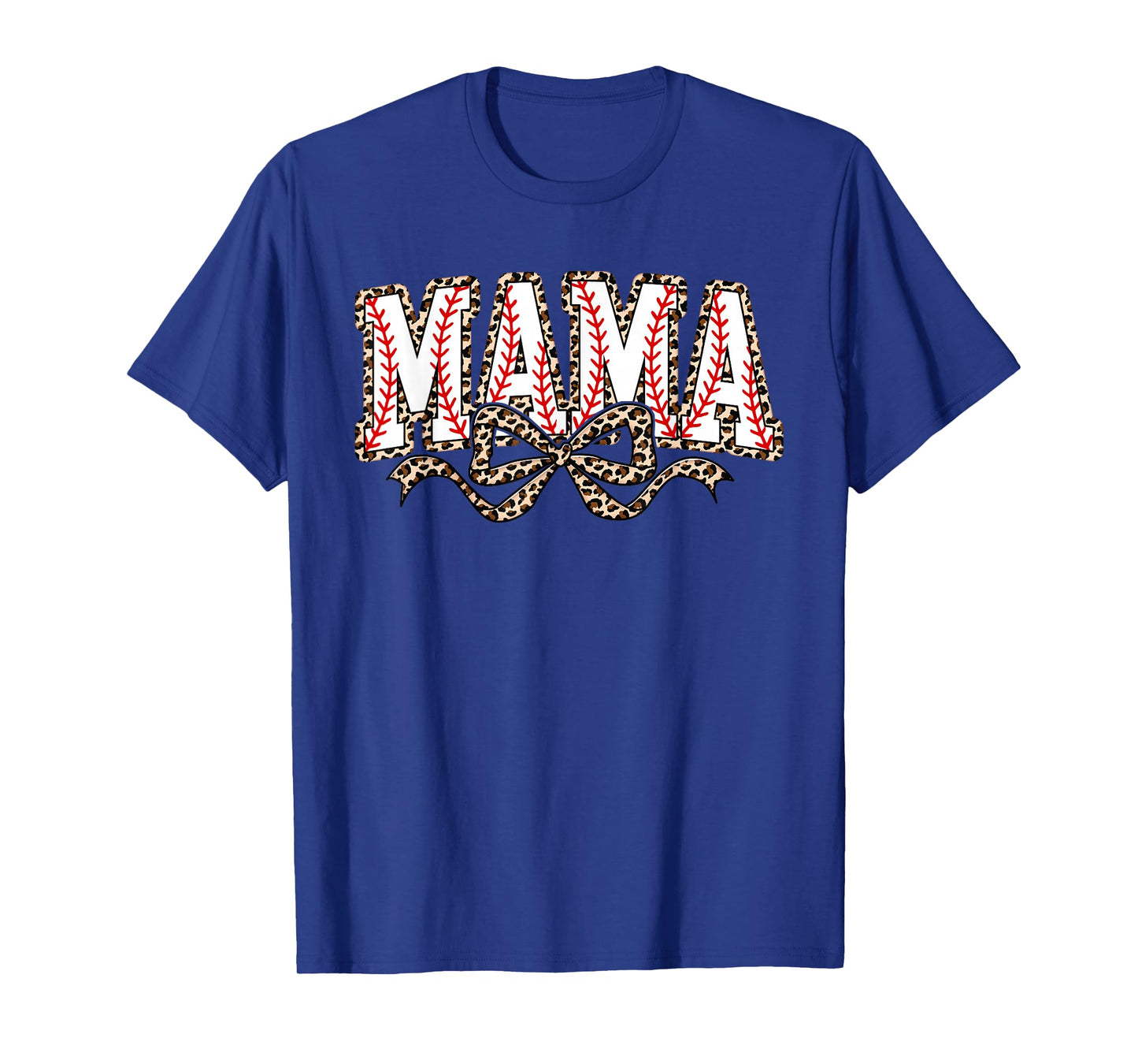 Leopard Baseball Mama Coquette Bow Funny Baseball Mom Mother T-Shirt