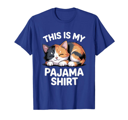 Cute Calico Cat Pajama Funny Bedtime T-Shirt