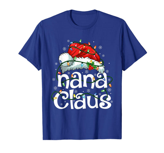 Nana Claus Christmas Lights Santa Pajama Family Matching T-Shirt