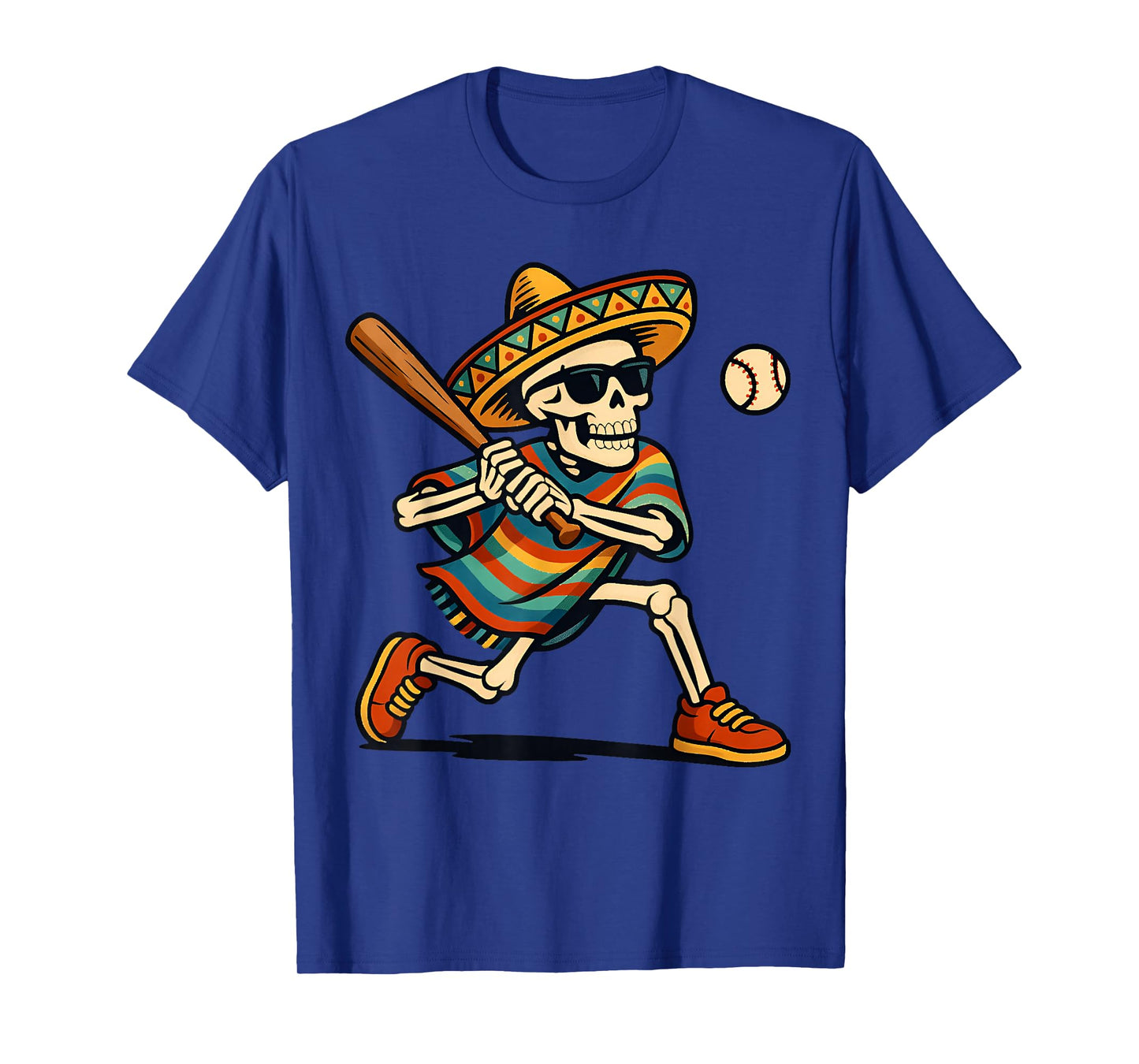 Cinco De Mayo Mariachi Skeleton Baseball Mexican Sombrero T-Shirt