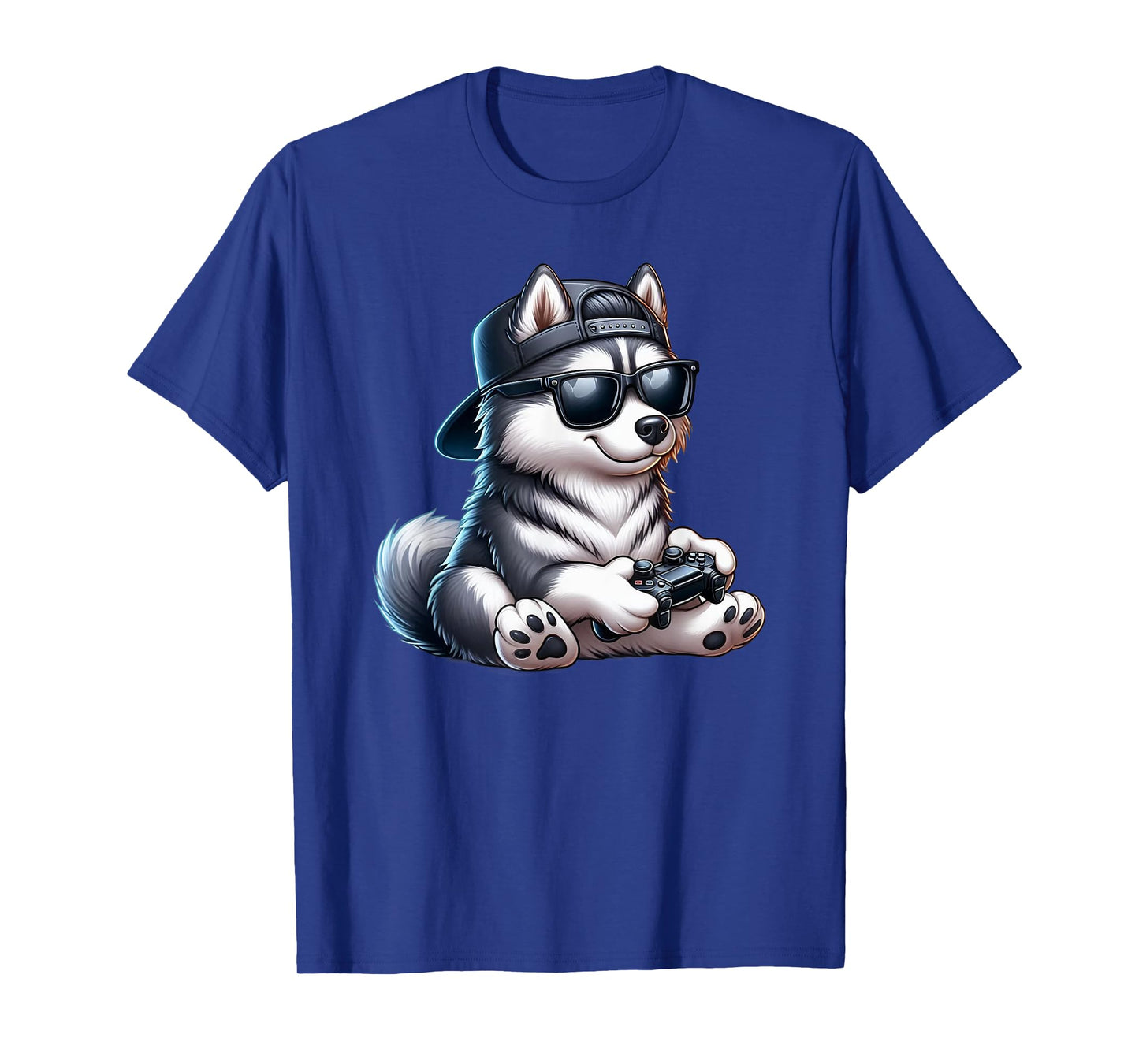 Funny Husky Dog Playing Video Games Dog Playing Video Games T-Shirt for Men Women Kids