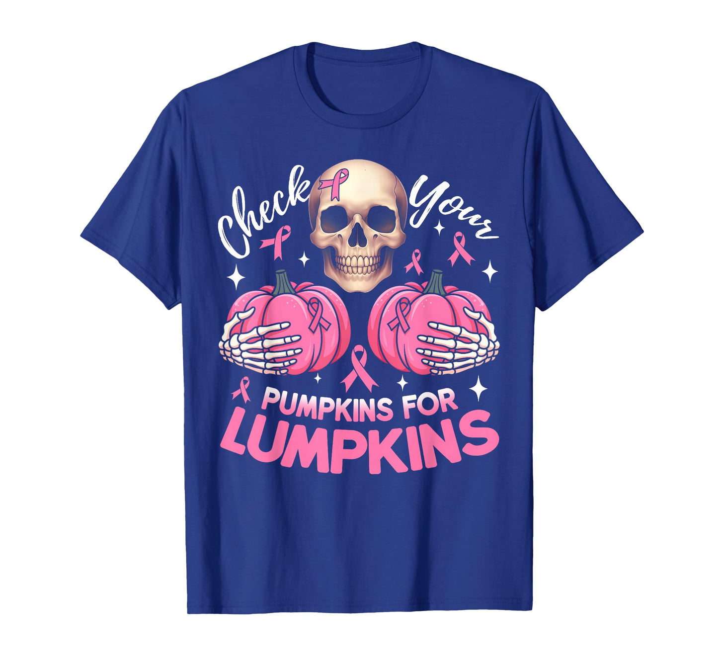Check Your Pumpkins Breast Cancer Awareness Halloween Women T-Shirt