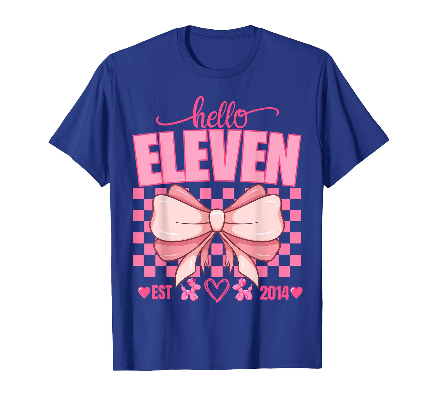 11th Birthday Girl Hello Eleven Est 2014 Pink Coquette Bow T-Shirt