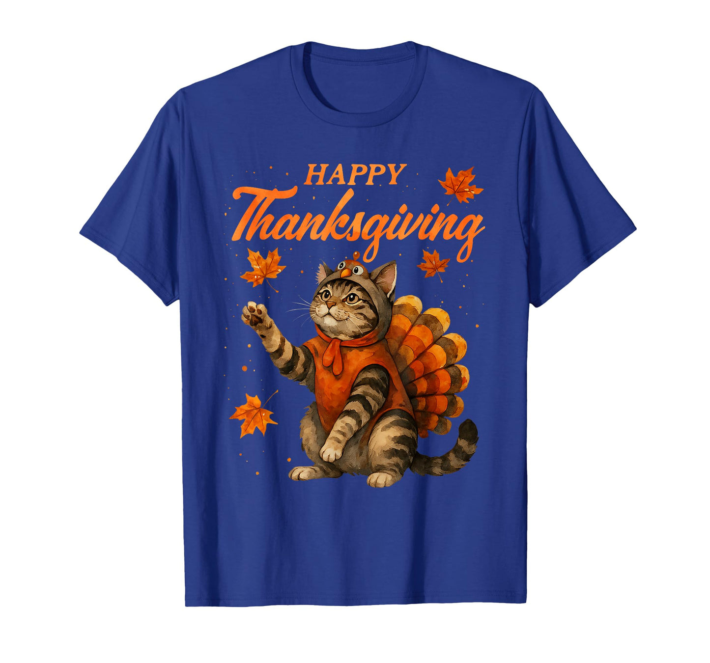 Cute Cat Turkey Happy Thanksgiving Fall Meow Cat Lover T-Shirt