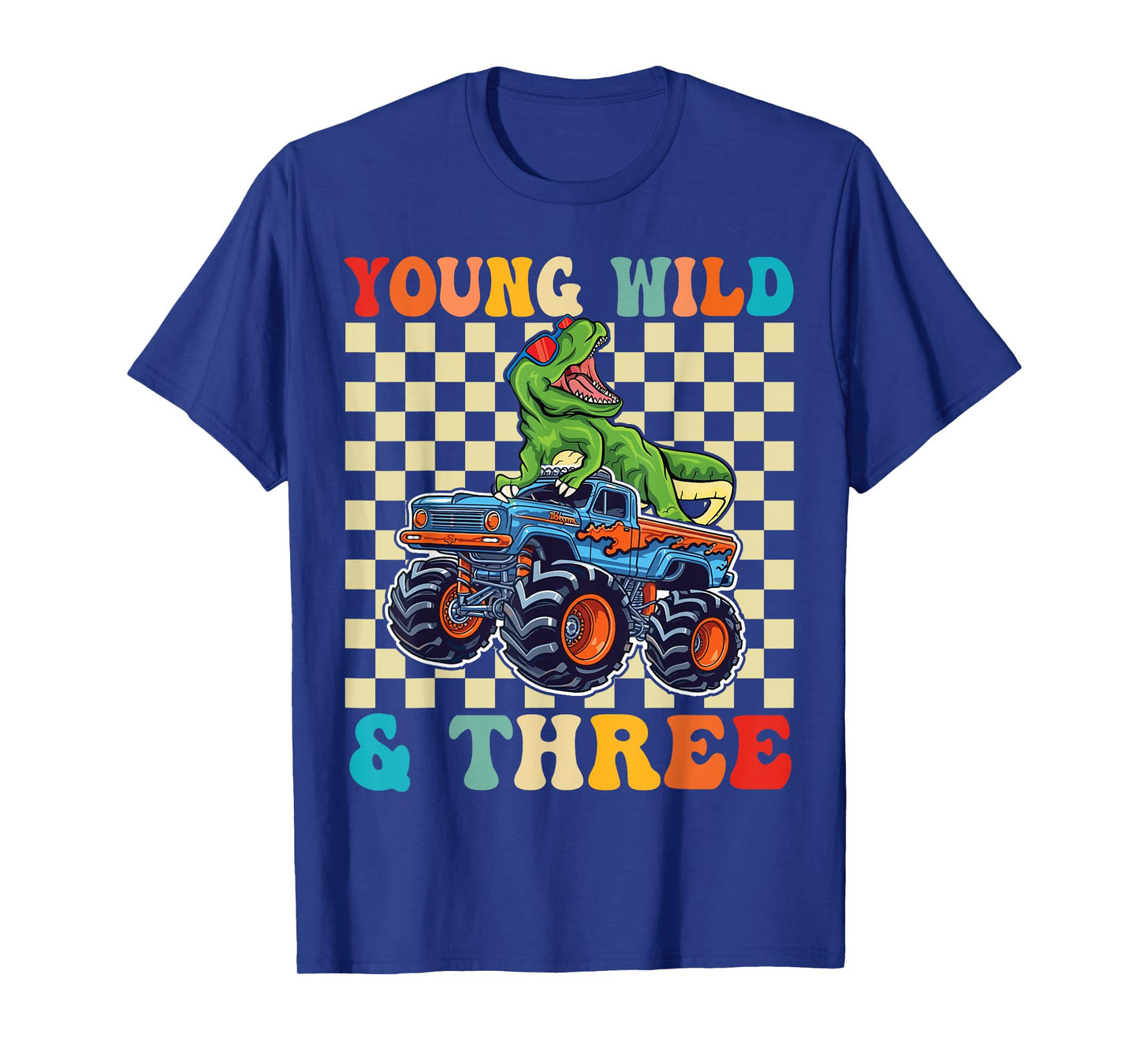 3rd Birthday Monster Truck Young Wild And Three 3 Year Old T-Shirt
