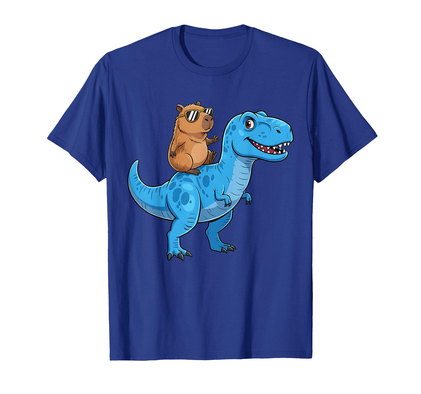 Funny Cute Capybara Riding Dinosaur T Rex Dino Boys Kids T-Shirt