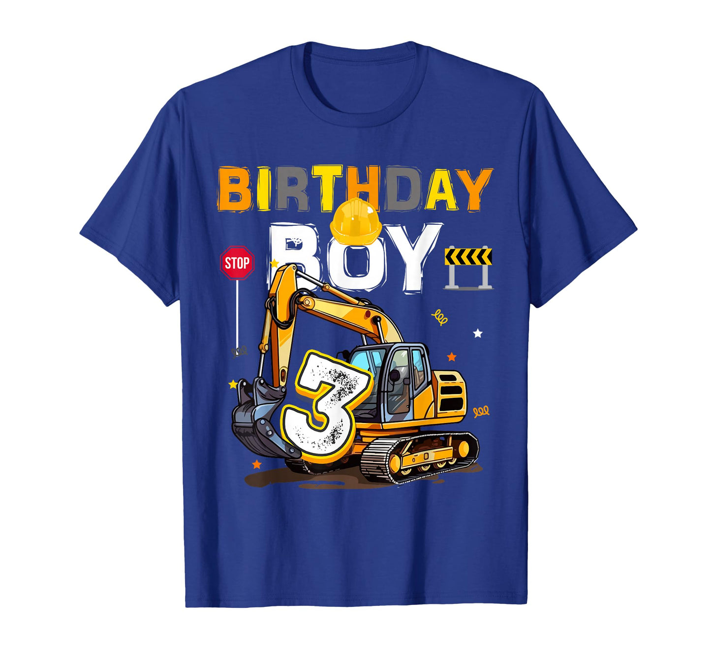 3rd Birthday Boy 3 Years Old Excavator Three Decorations T-Shirt
