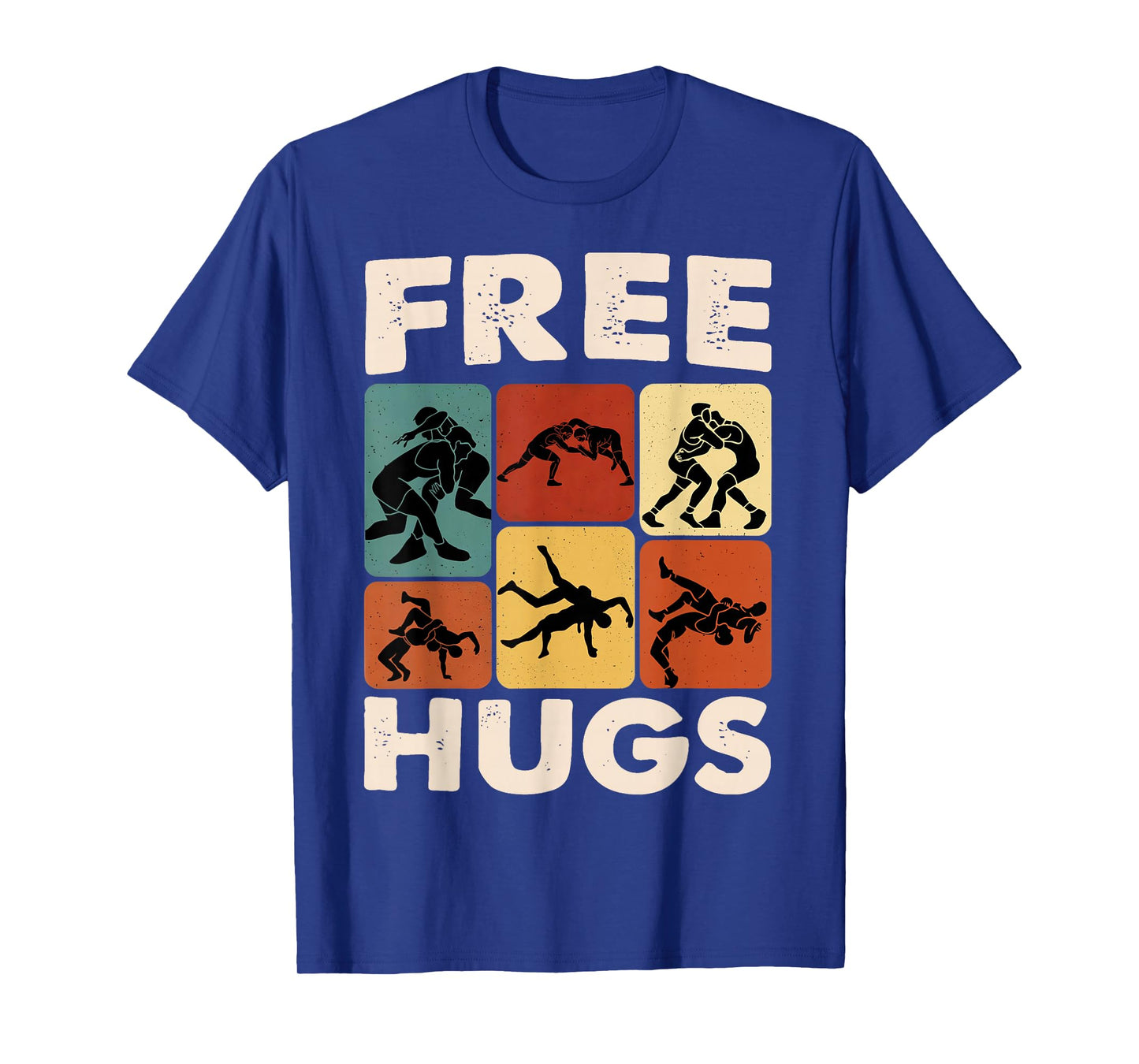 Retro Free Hugs Wrestling Graphic Gift for Men Women Kids T-Shirt