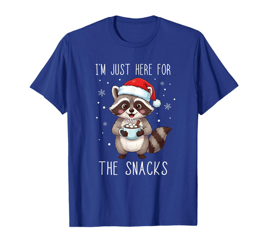 I'm Just Here for The Snacks Christmas Raccoon T-Shirt