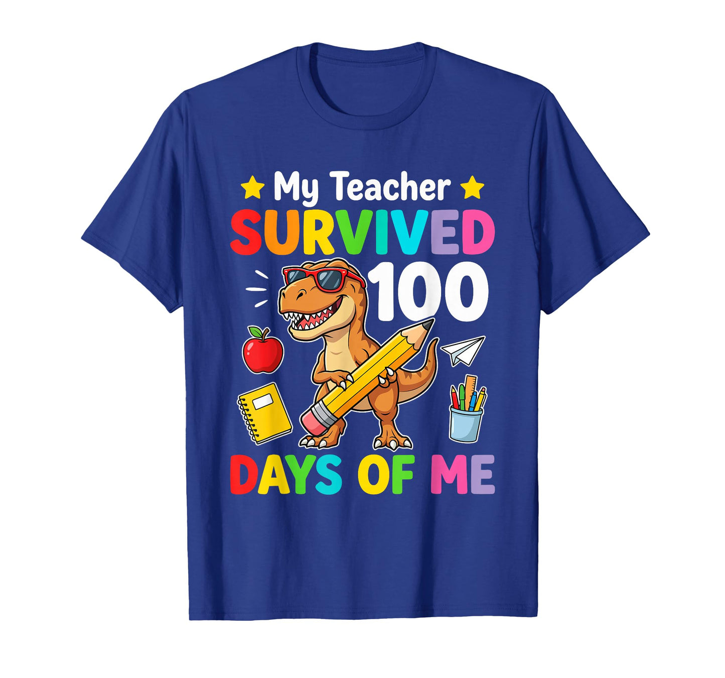 Cool 100 Days Students Boys 100 Days of School Kids Dinosaur T-Shirt