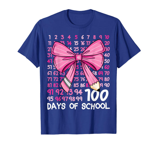 100 Days of School Coquette Bow Numbers 100th Day of School T-Shirt