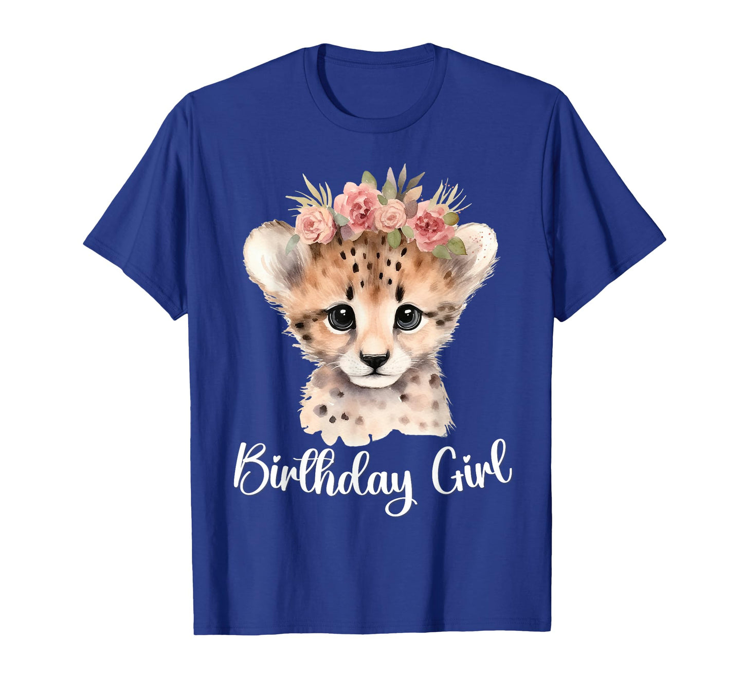 Baby Cheetah Birthday Girl Flowers Zoo Animal Birthday Party T-Shirt