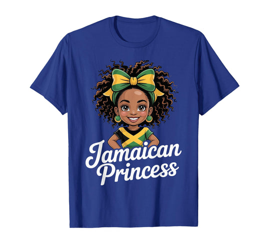 Cute Jamaican Princess Girls Teens Kids Jamaica Flag Bow T-Shirt