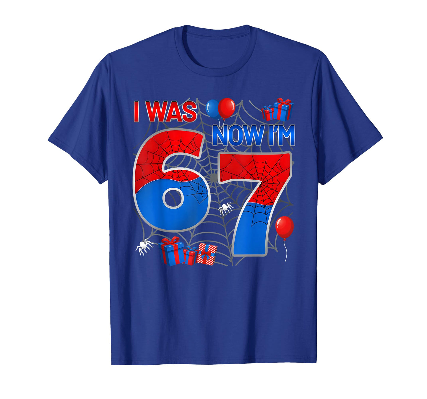 I was 6 Now I'm 7 Year Old Boy Kids 7th Birthday Spider Web T-Shirt