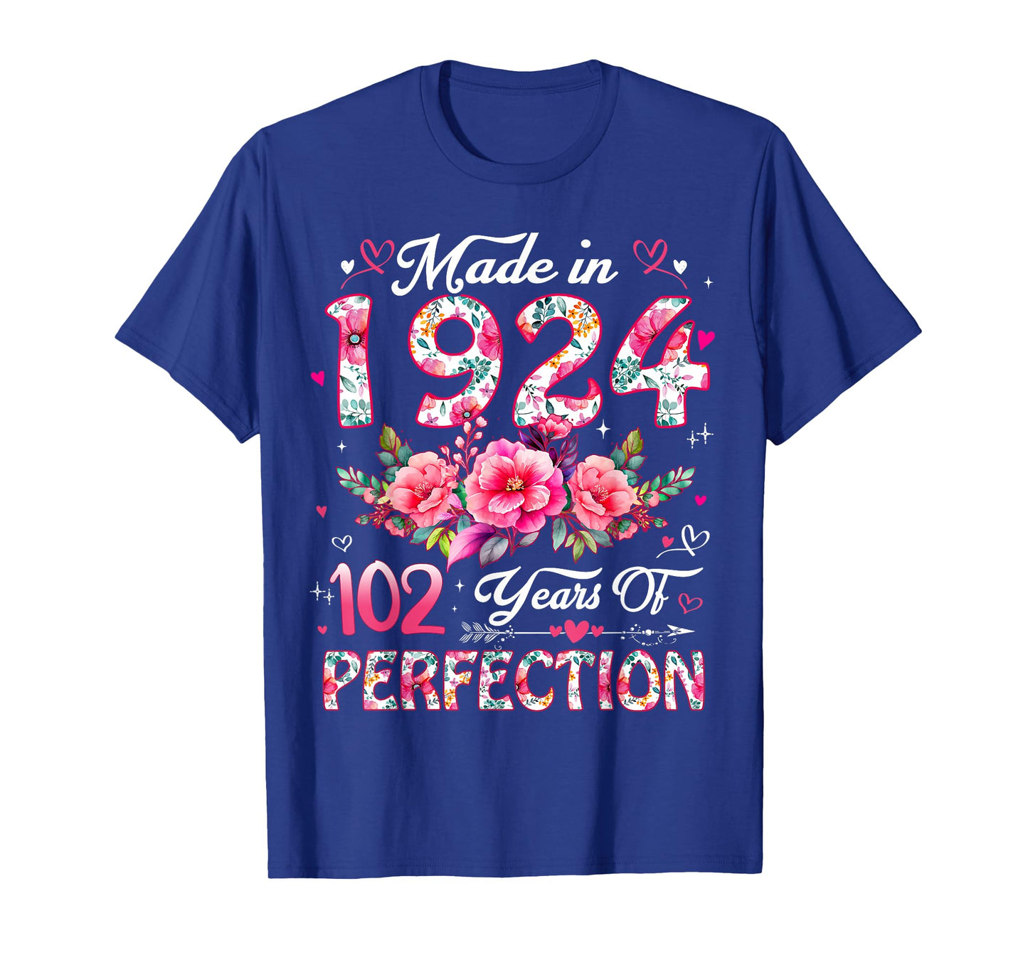 102 Year Old Made in 1924 Floral 102nd Birthday Women T-Shirt