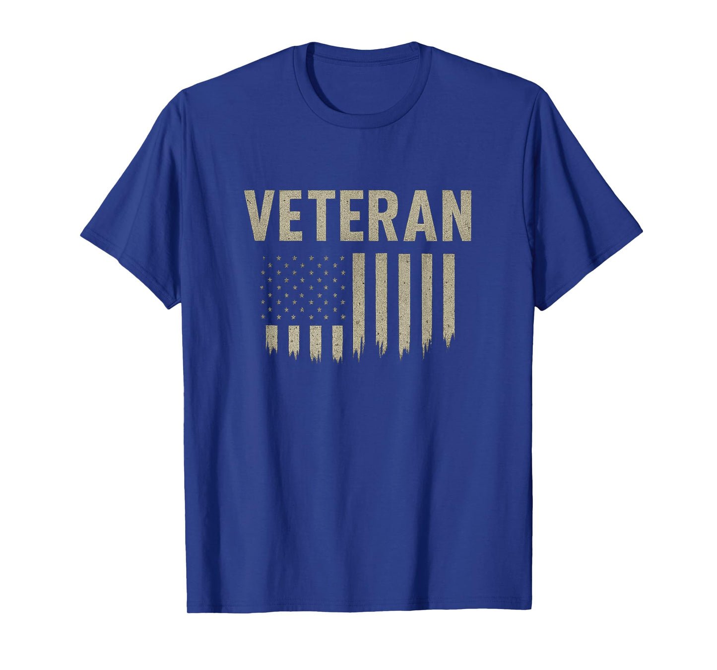 Veteran with Distressed USA Flag Printed on Back T-Shirt