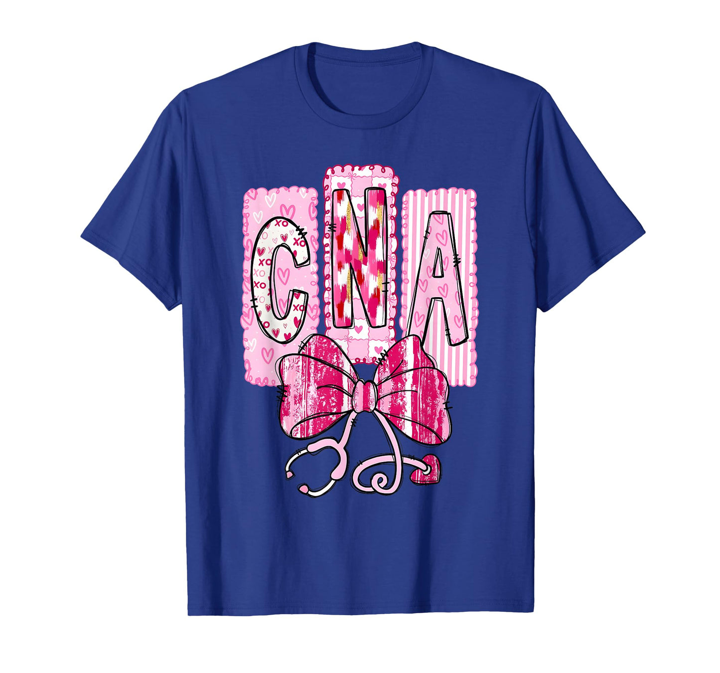 Valentine CNA Nurse Coquette Bow Stethoscope Girl Women T-Shirt