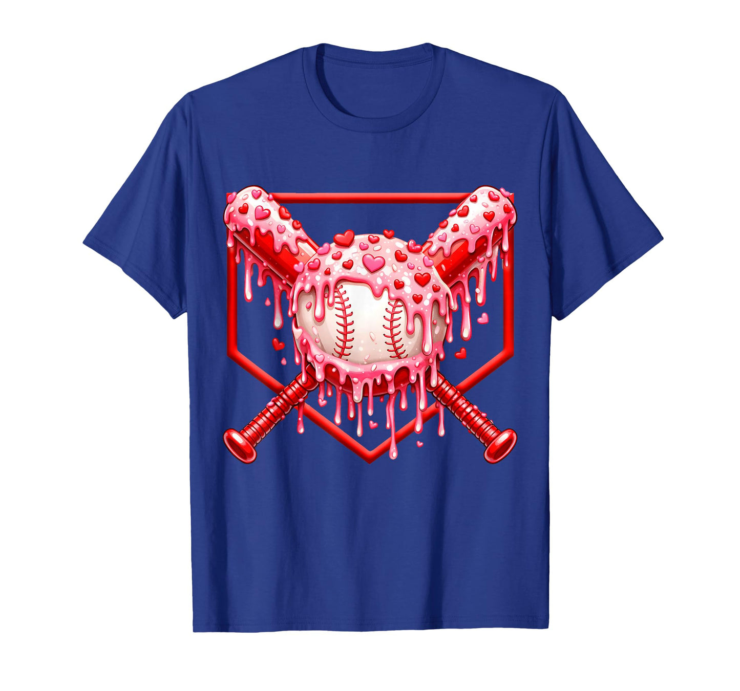 Valentines Day Baseball Boys Ice Cream Drip Heart Youth Kids T-Shirt