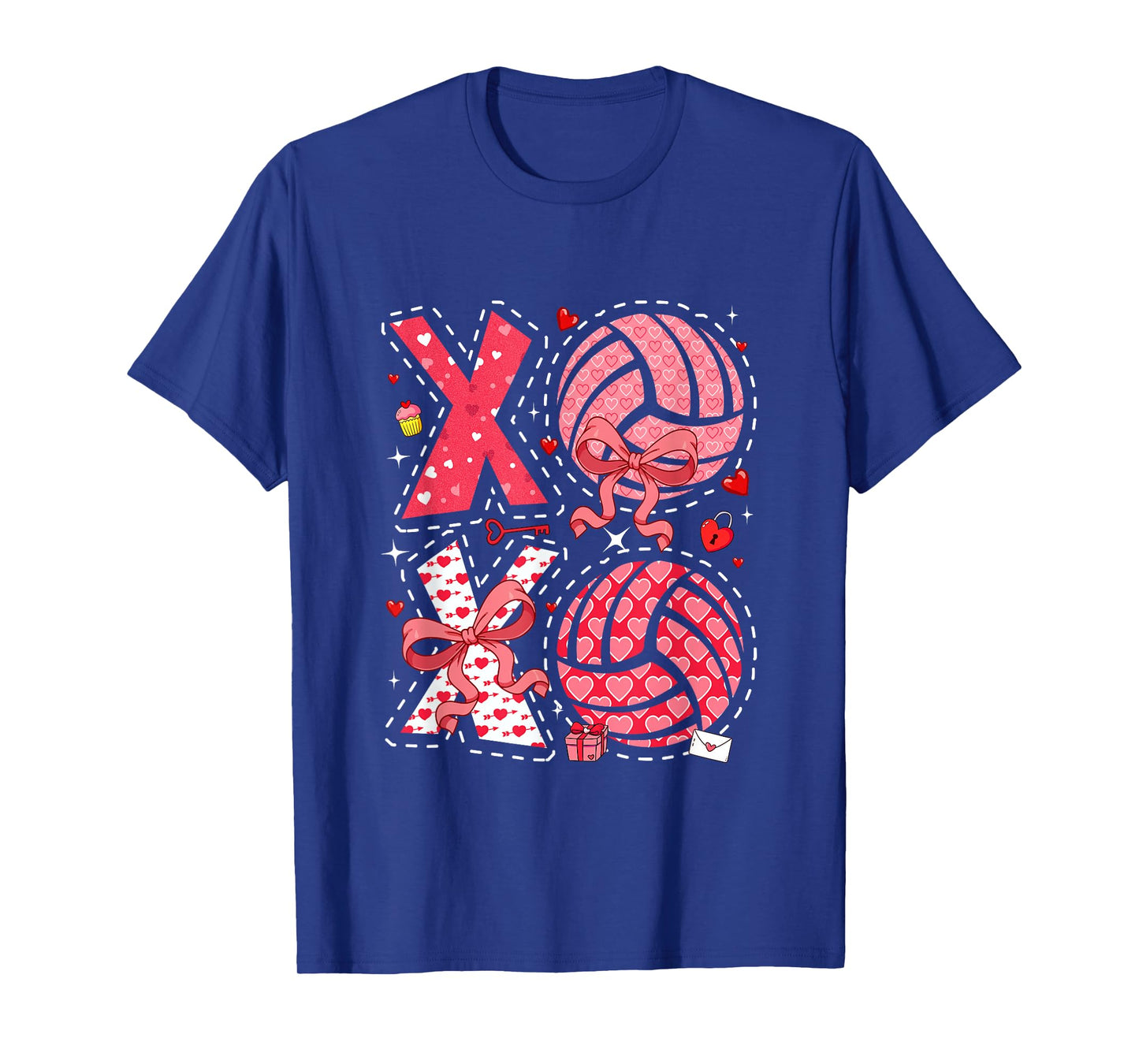 Pink Costume Volleyball Balls Bow Tie Hearts Valentine's Day T-Shirt
