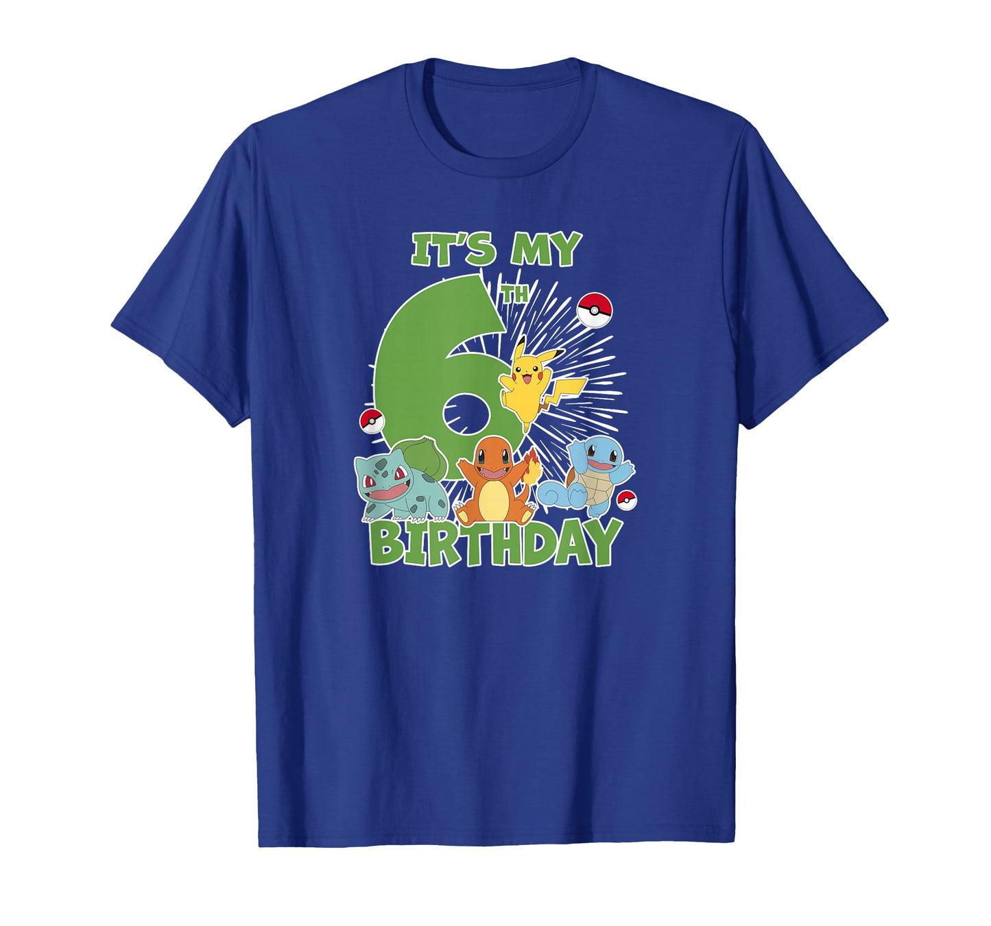 Pokémon It's My 6th Birthday Kanto Starters Celebration T-Shirt
