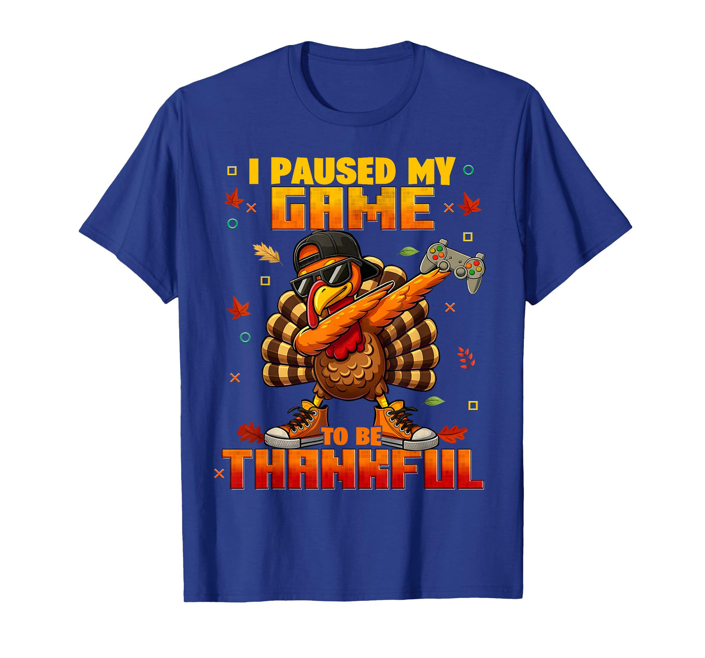 I Pause My Game Be Thankful Dabbing Turkey Thanksgiving Boys T-Shirt