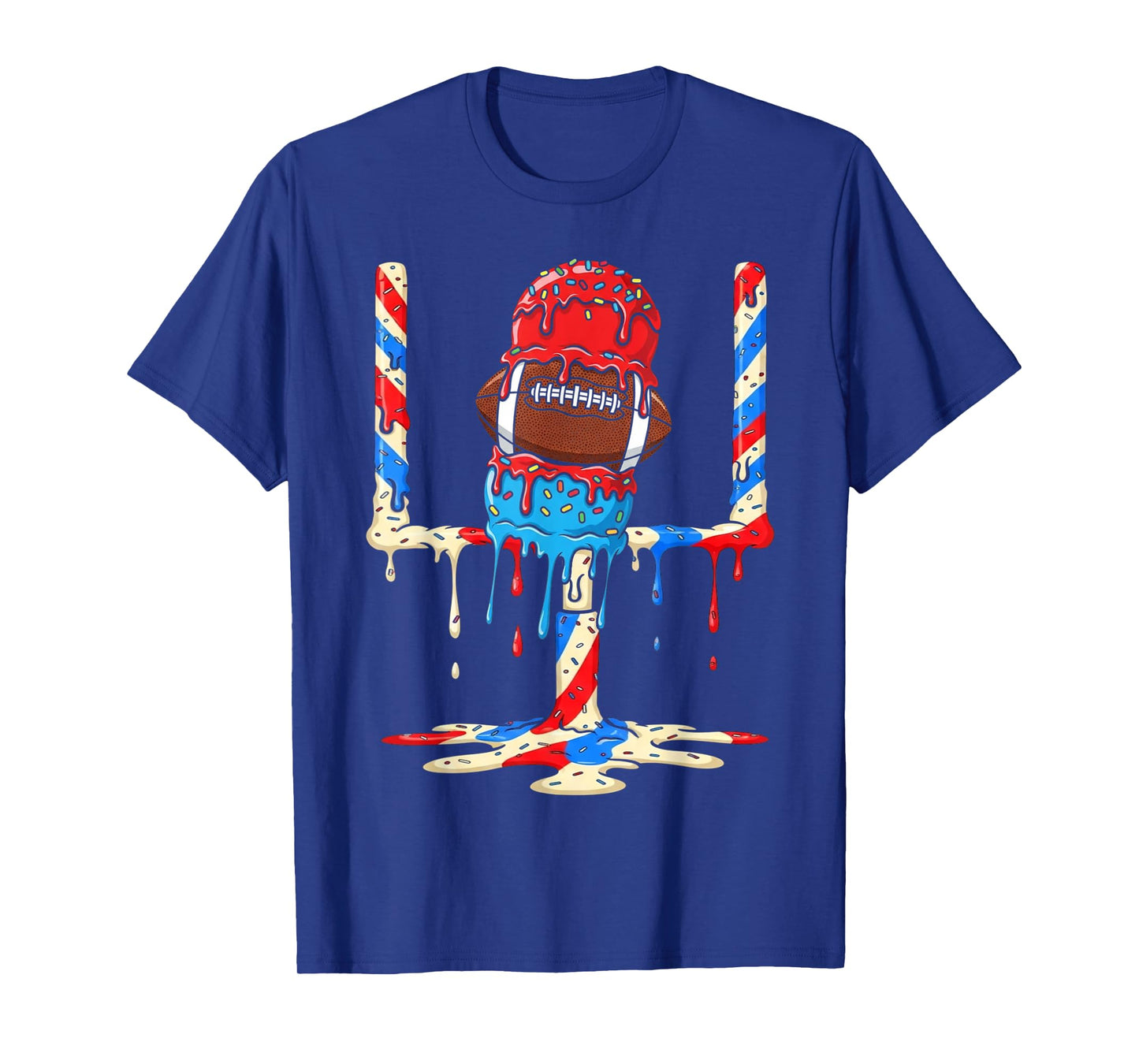 Ice Cream Drip Football Goalposts Football Drip Patriotic T-Shirt