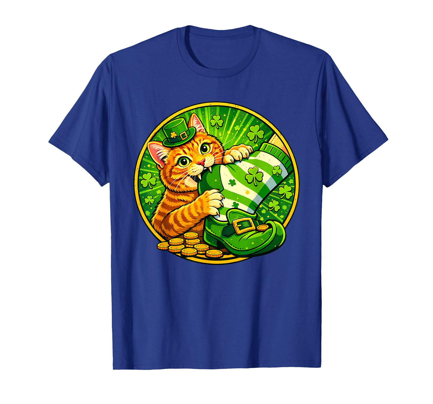St Patricks Day Cat Bite Shamrock St Paddys Day Kitten Lover T-Shirt