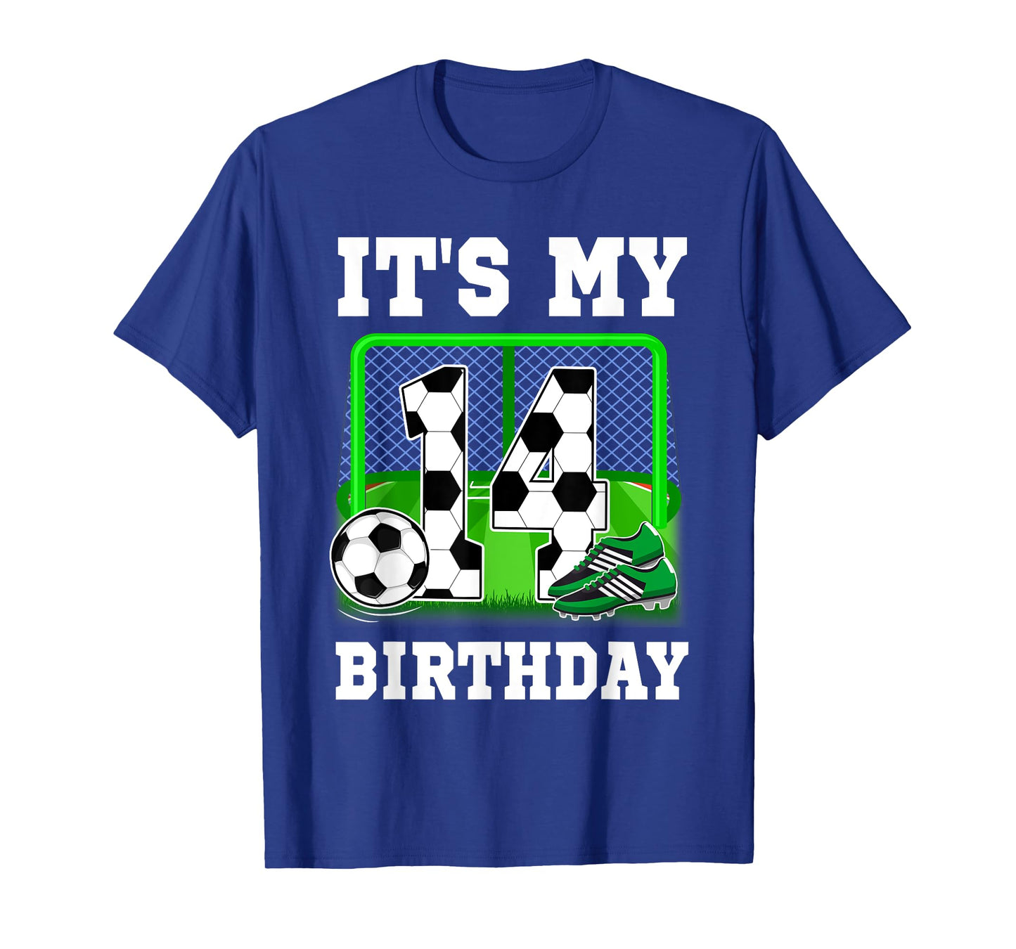 It's My 14th Birthday Soccer Theme 14 Year Old Boy Party T-Shirt