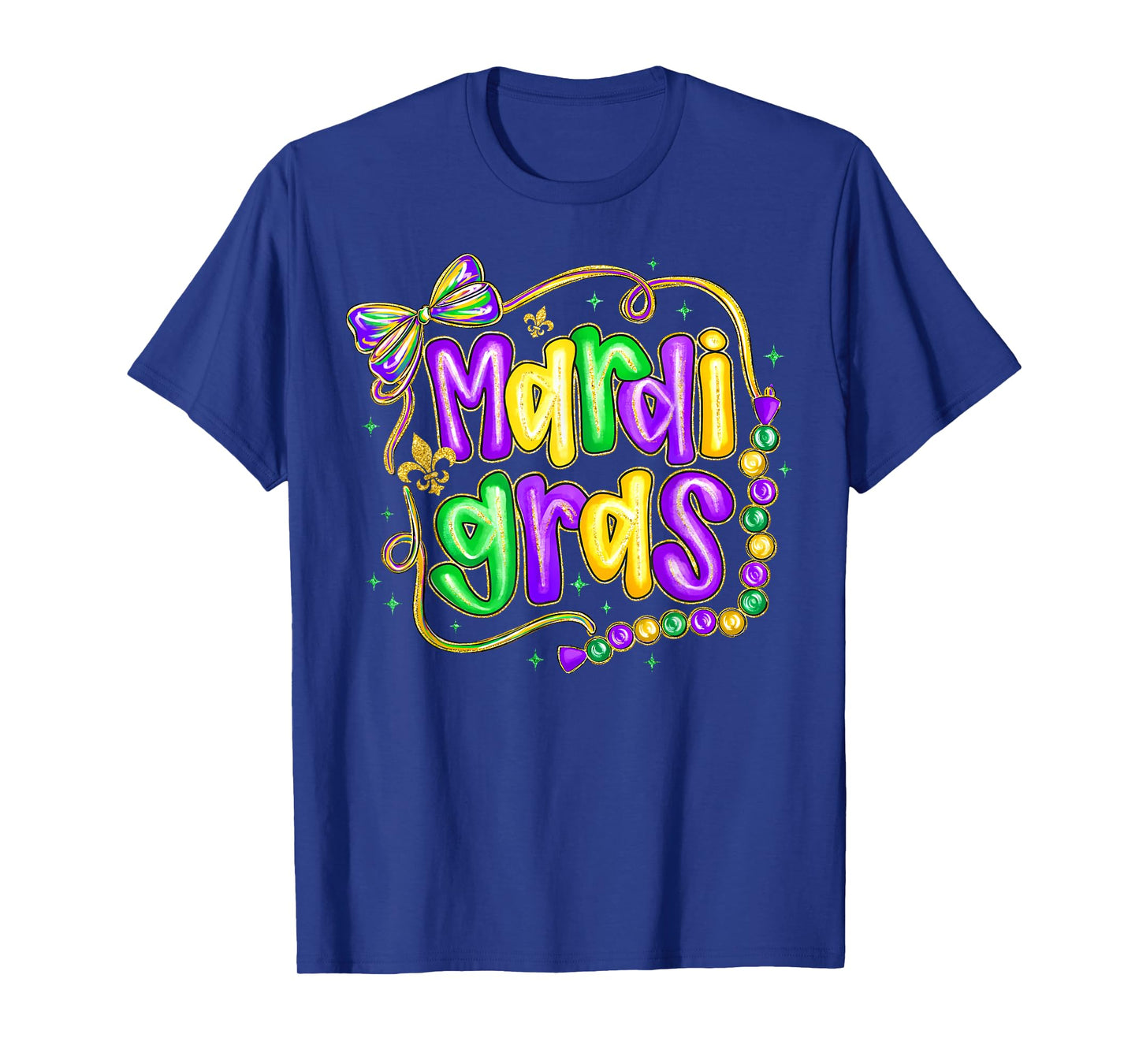 Preppy Mardi Gras Fleur De Lis Coquette Bow Women Girls T-Shirt