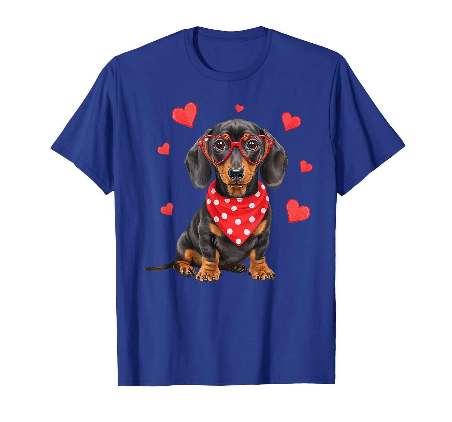 Dachshund Dog Valentines Day Cute Heart Glasses Dog Lovers T-Shirt