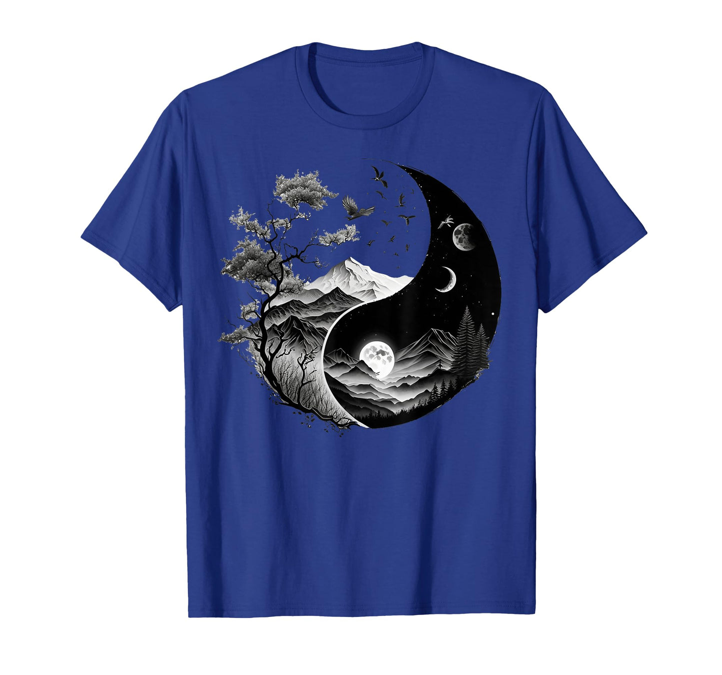 Taoism Symbol on Black and White Nature Taijitu Yin Yang T-Shirt