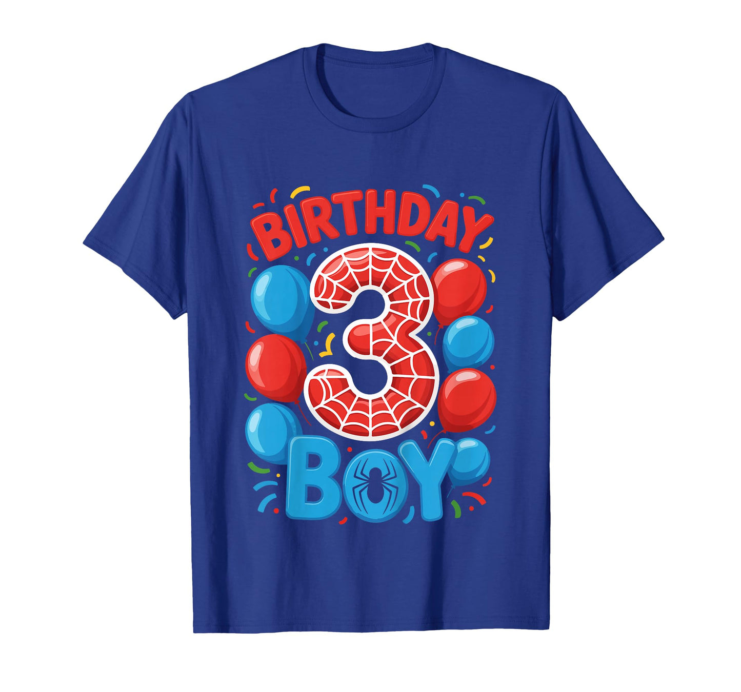 Kids 3rd Birthday Spider Web 3 Year Old Boy Party T-Shirt