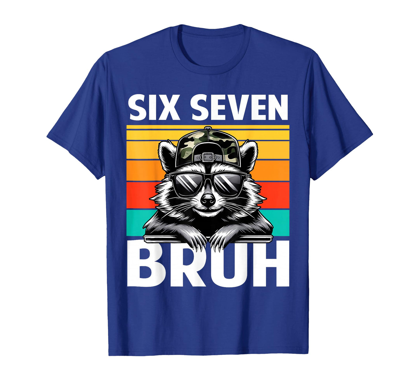 Funny 67 Meme Boys Kids Camo Hat Six Seven Bruh Raccoon T-Shirt