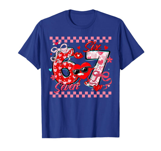 Valentine 67 Six Seven Meme Dabbing Hearts Matching Couple T-Shirt