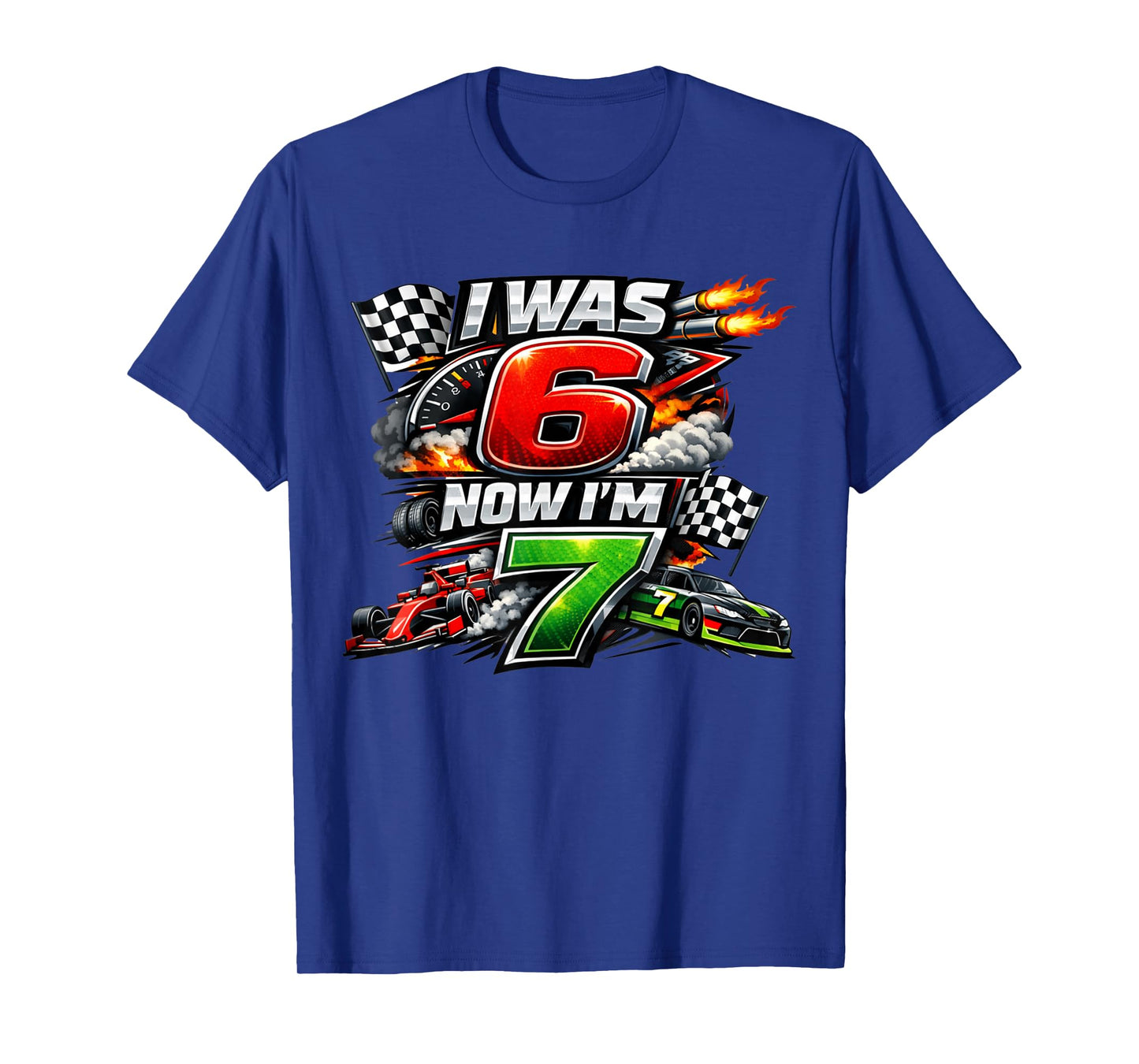 I was 6 Now I'm 7 Race Car Racing 67 Meme Boys Kids Birthday T-Shirt
