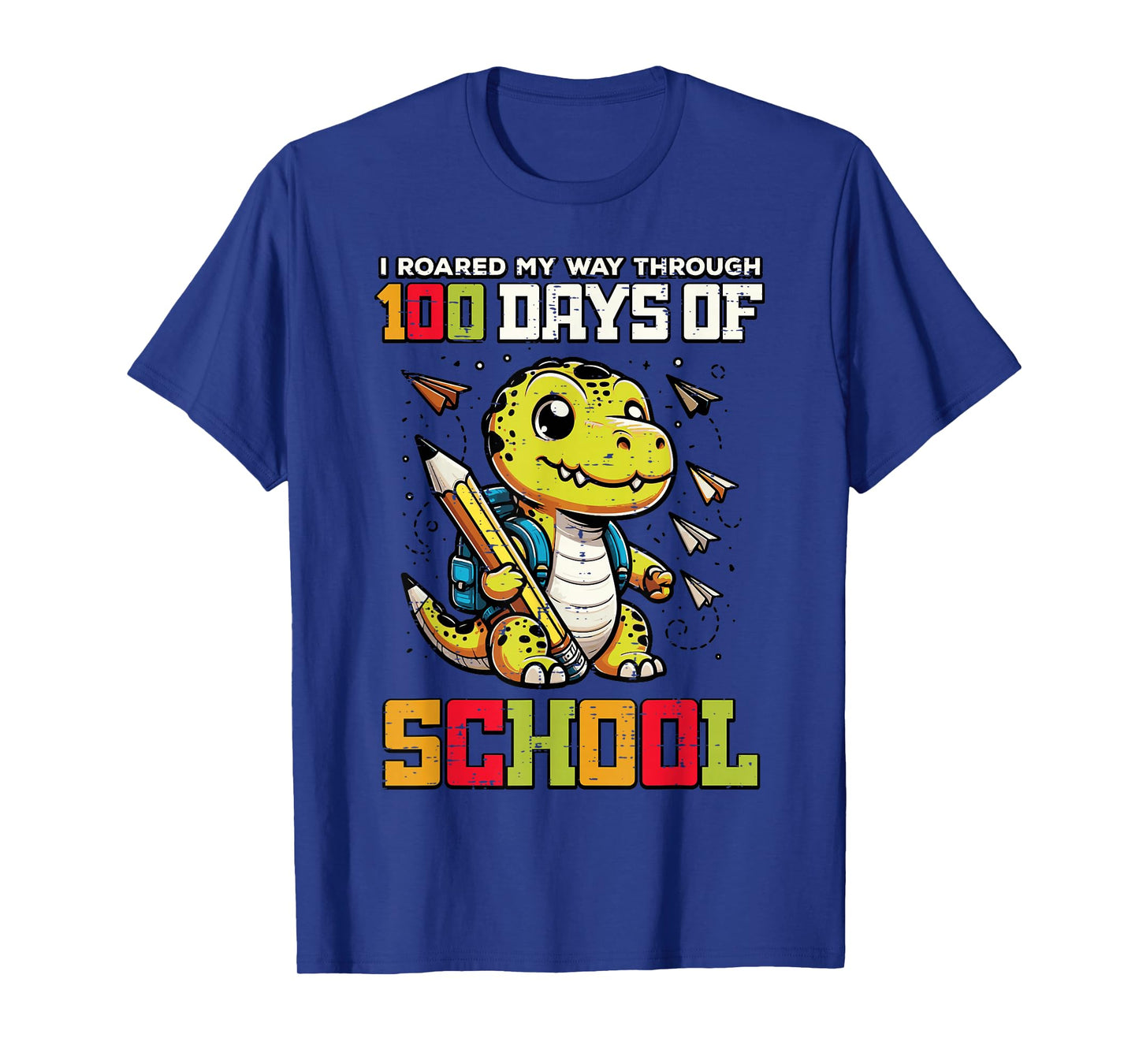 Roared My Way 100 Days of School Dino 100th Day Trex Kids T-Shirt