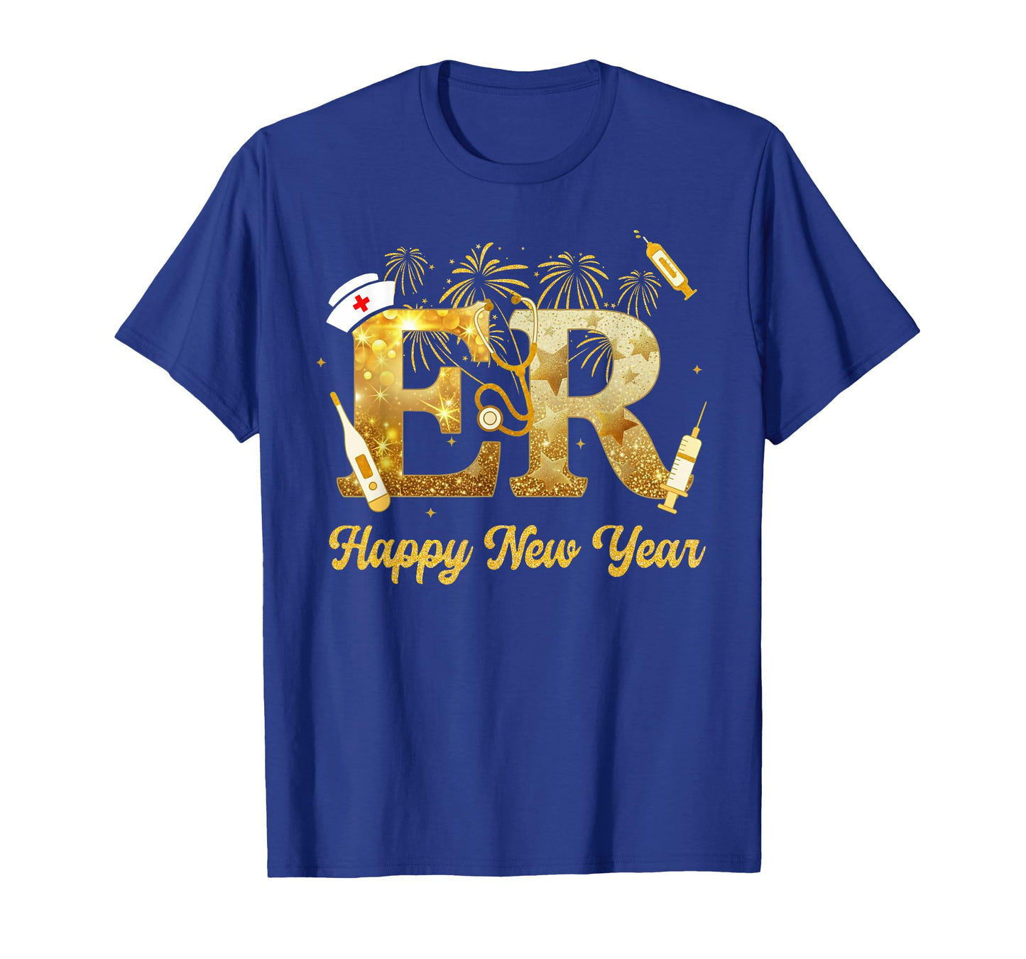 Retro ER Nurse Happy New Year 2026 Fireworks Nurse Squad T-Shirt