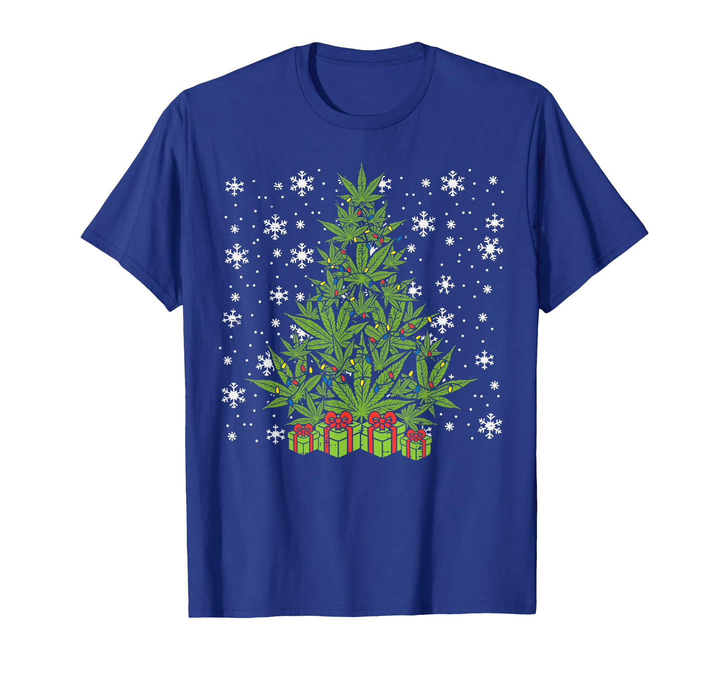 Weed Christmas Tree Funny Xmas Cannabis 420 Pot Men Women T-Shirt