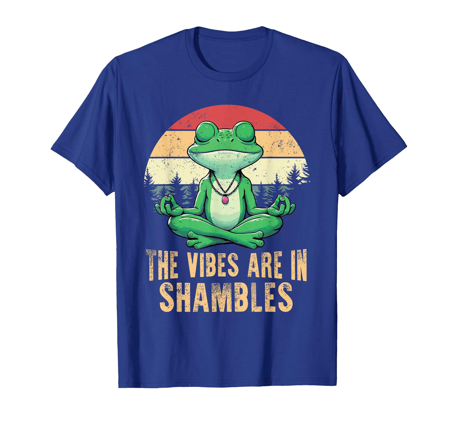 The Vibes Are In Shambles Retro Funny Frog Yoga Meditation T-Shirt