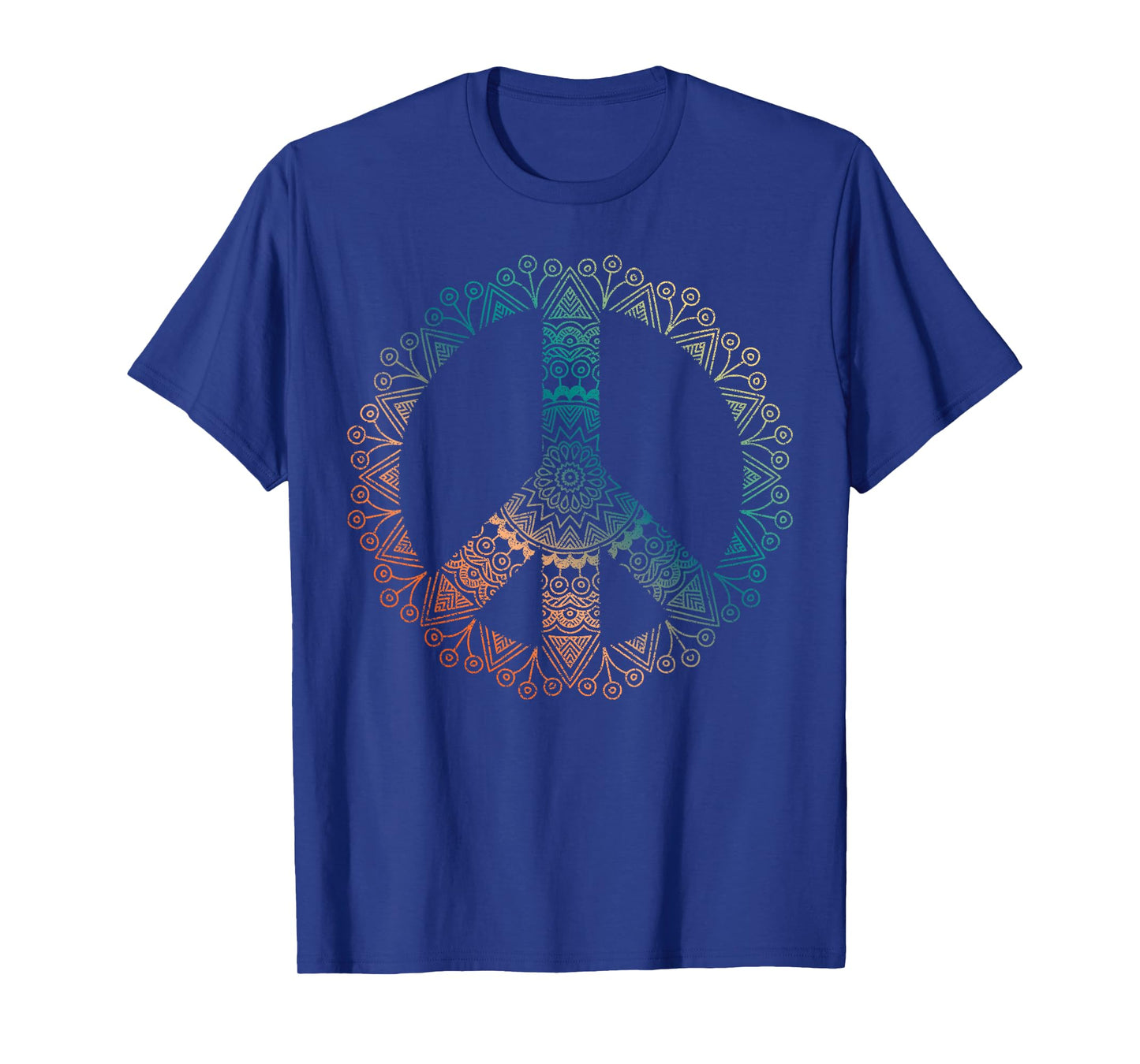 Neutral Boho Yoga Ornate Mandala Peace Sign Hippie T-Shirt