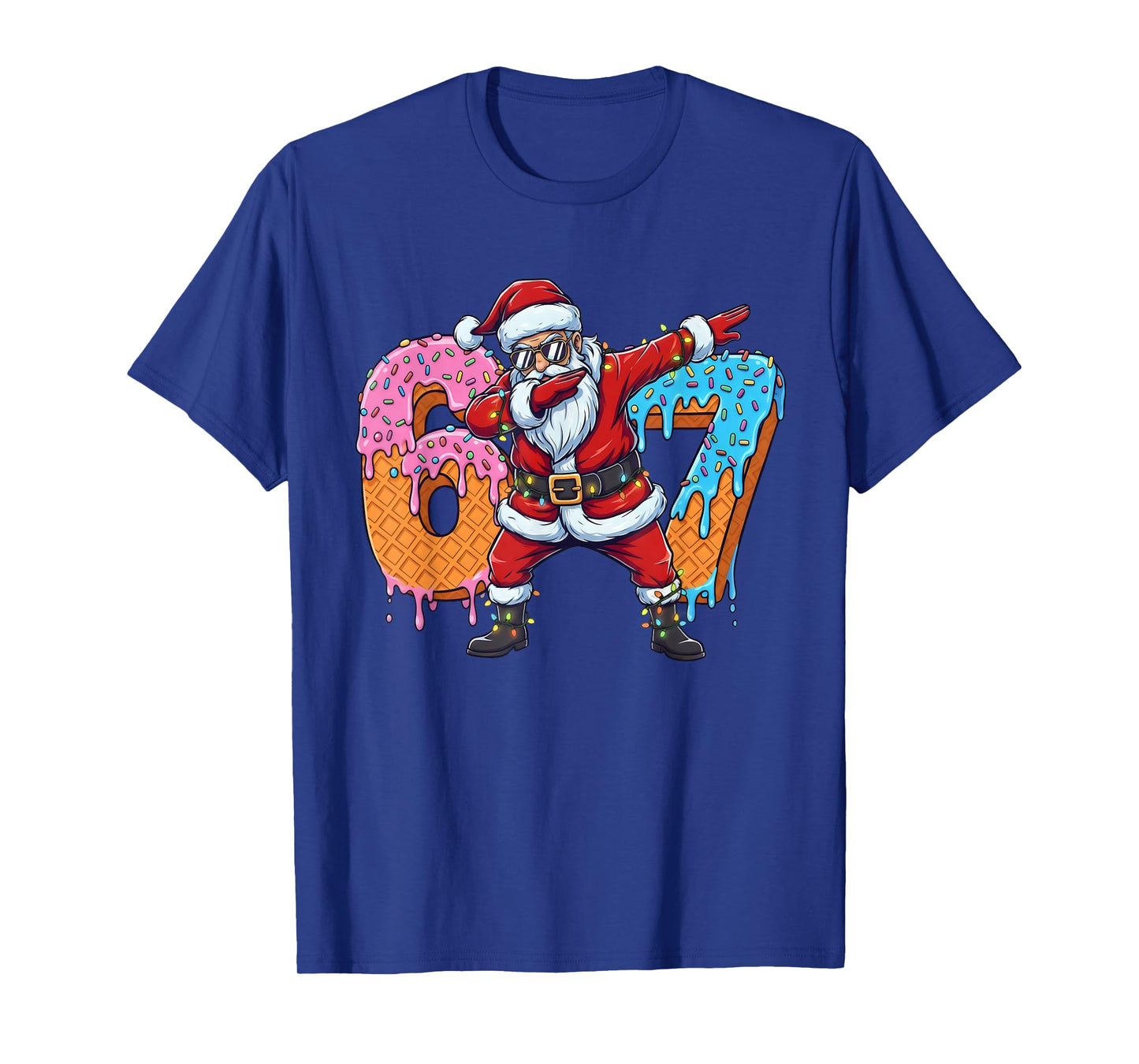 6 7 Ice Cream Drip Santa Six Seven Meme Kids 67 Christmas T-Shirt
