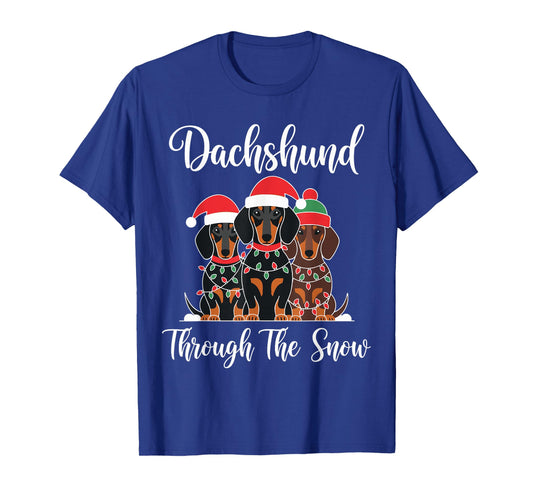 Dachshund Christmas Pajamas Shirt Dachshund Through The Snow T-Shirt