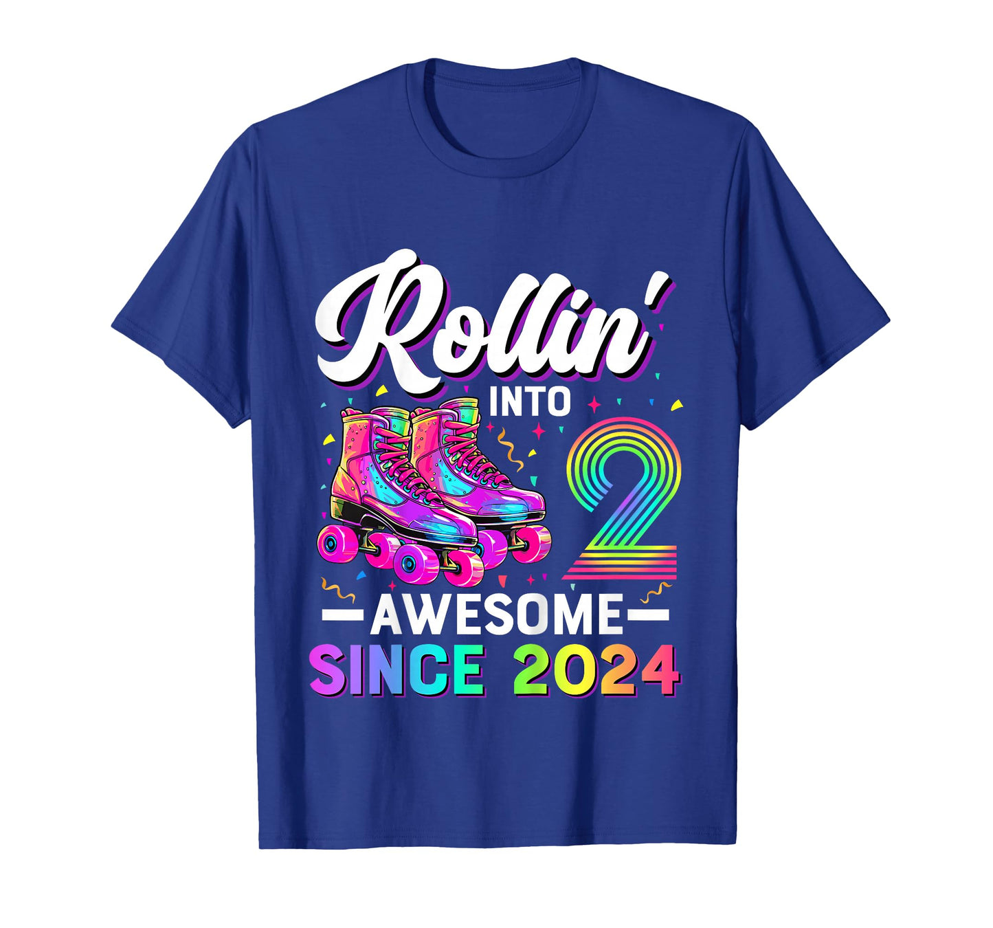 Kids 2nd Birthday Shirt Girl Two 2 Year Old Roller Skate Skating T-Shirt